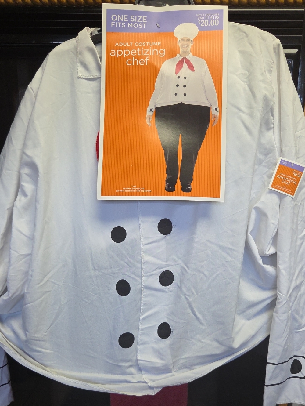 Appetizing Chef Adult Costume Jacket - White with Black Buttons